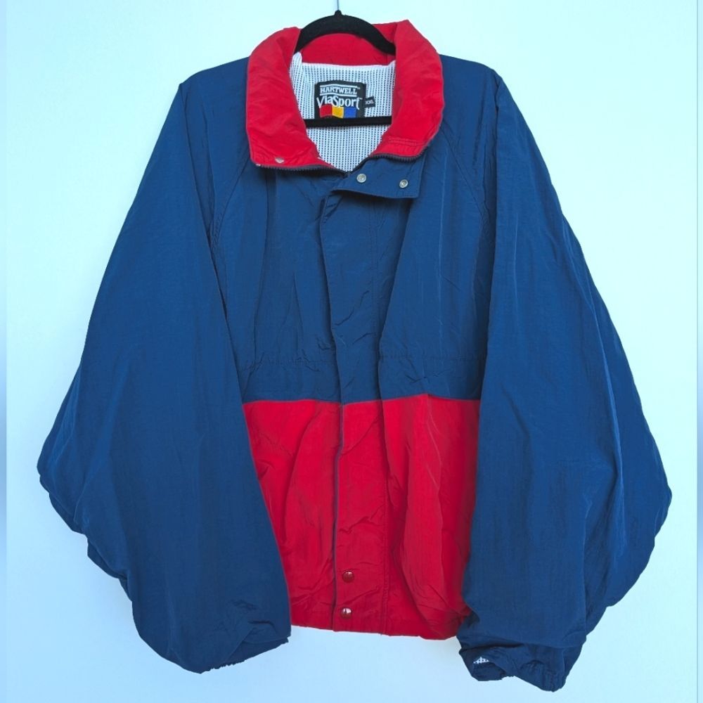 Vintage Hartwell Viasport Colorblock Oversized Windbreaker Mesh Inside Sz XXL